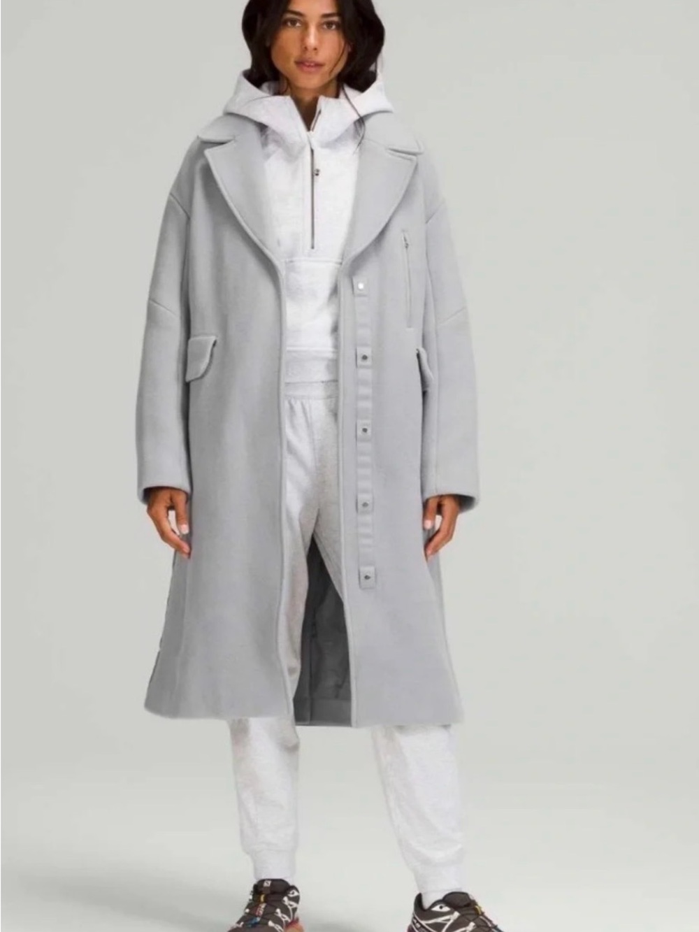 lululemon athletica Light Gray Men's Long Trench Coat